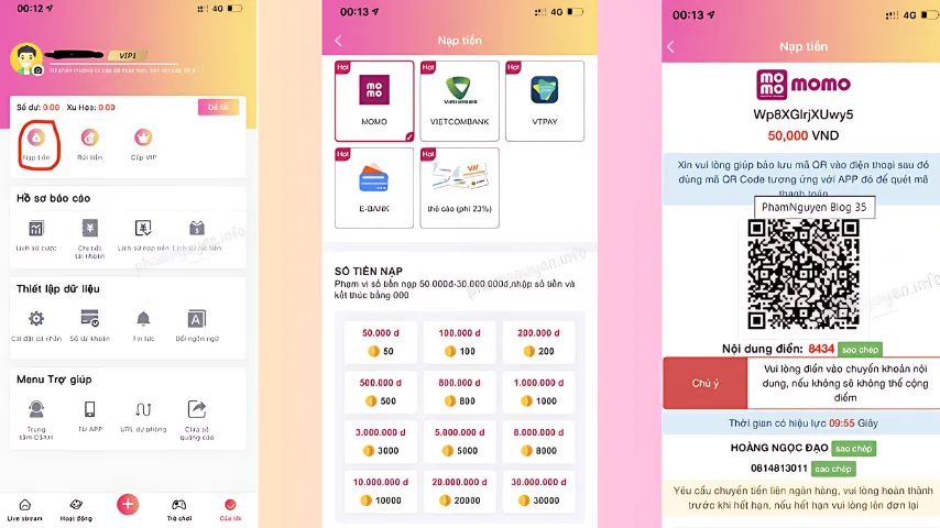 Nạp tiền bằng Momo một cách dễ dàng